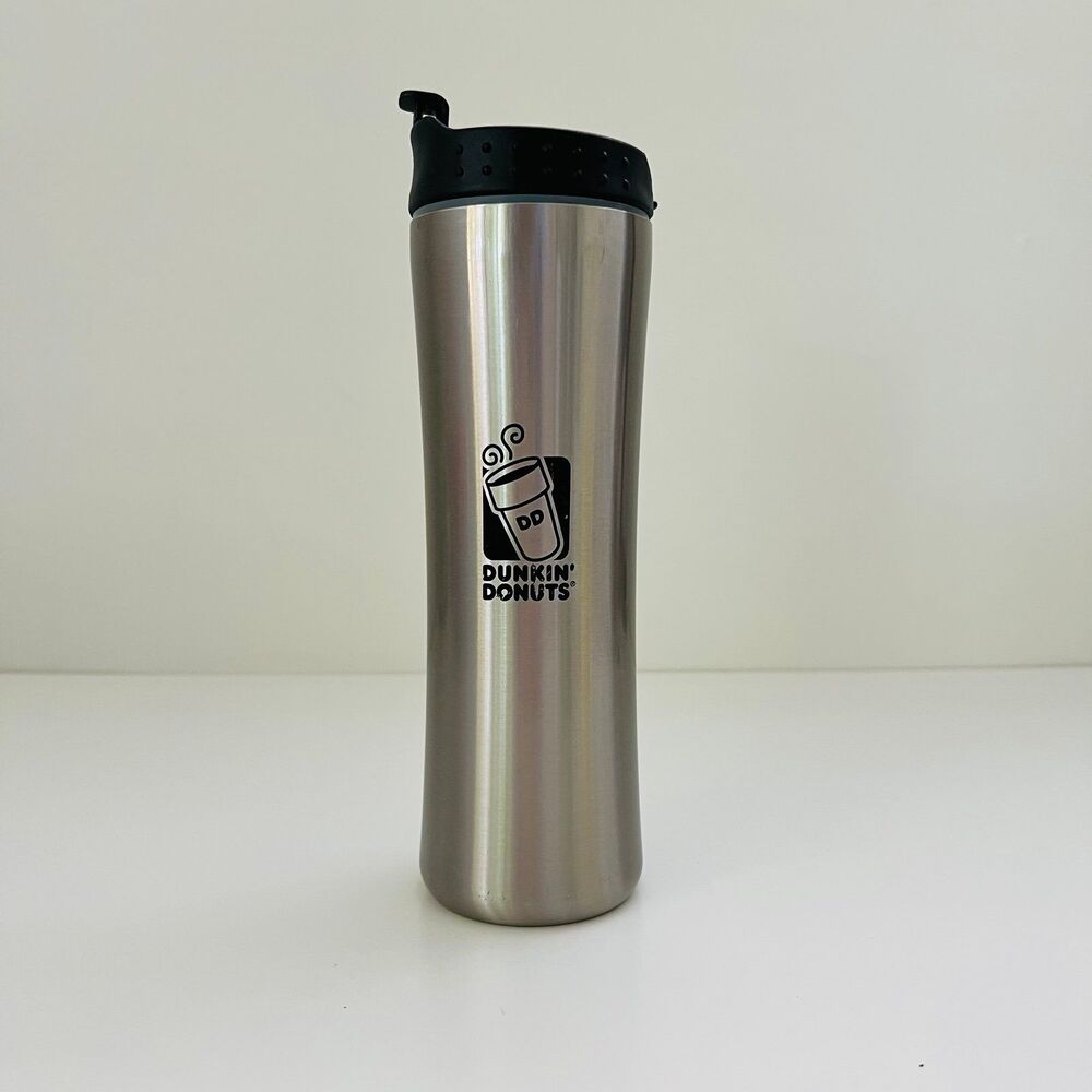 Dunkin' Donuts Branded Black Logo Stainless Steel Slim Curved Tumbler